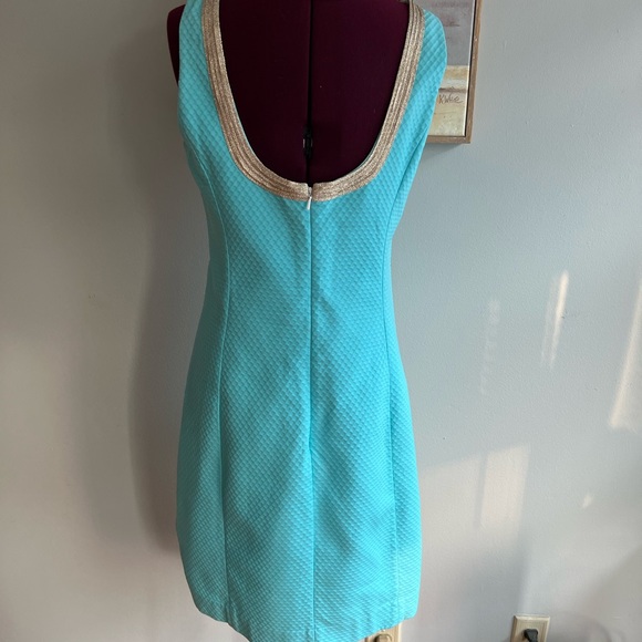 Lilly Pulitzer sea glass cotton Janice shift w/gold soutache trim - Picture 3 of 5